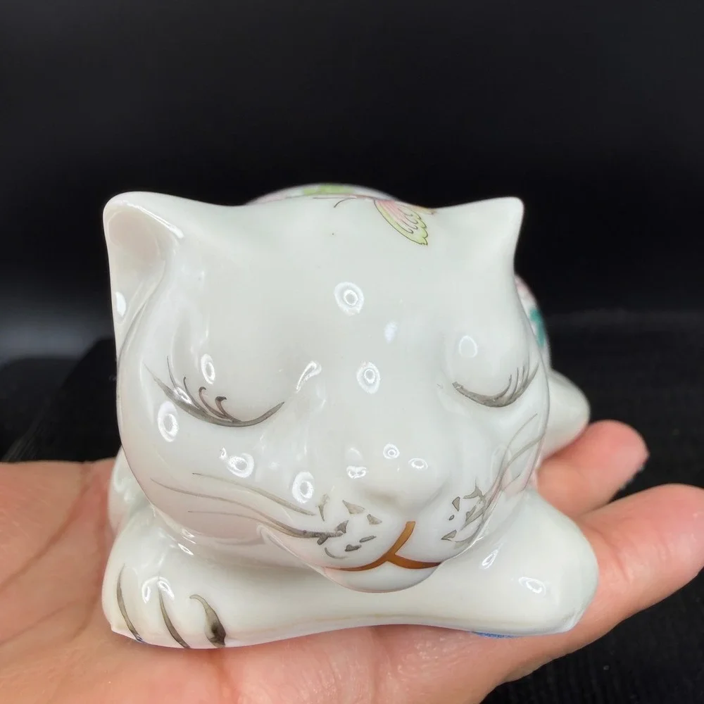Takahashi San Francisco Cho Cho Sleeping Cat Figurine Floral Butterfly Japan 5in
